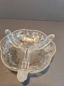 Duncan And Miller 3 Compartment Divided Dish. Trimmed In Silver. - Picture 1 of 6