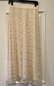 Boho Maxi Skirt Size Small Cream Lace Lined Pull On Whimsy Fairy Bohemian NEW - Picture 1 of 8