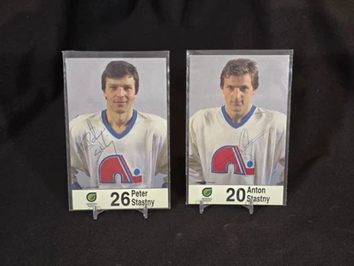 Peter & Anton Stastny Signed Postcards Quebec Nordiques NHL HOF Autograph VTG - Image 1 of 4