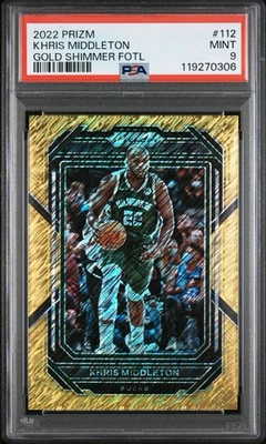 Prisma Khris Middleton Gold Shimmer 2022 FOTL PSA 9 como nuevo Foto 1 de 4