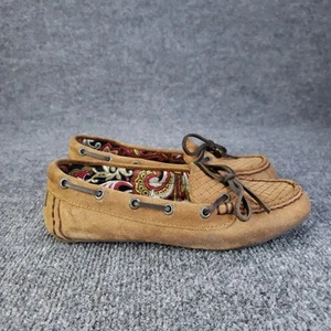Clarks Loafers Shoes Womens Size 6M Brown Suede Moccasin Fur Lined Leather Bow - Picture 1 of 17