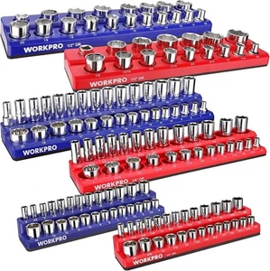 🟢WORKPRO Magnetic Socket Organizer Set, 6-Piece Socket Holder Set - Picture 1 of 7