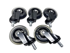 5 ruote in gomma di ricambio per sedie da ufficio 11 x 22 mm nere MERCE DI SE... - Foto 1 di 6