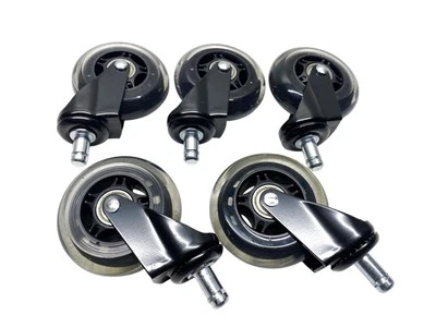 5 ruote in gomma di ricambio per sedie da ufficio 11 x 22 mm nere MERCE DI SE... - Immagine 1 di 4