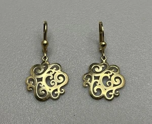 Beautiful Fine .417 10K Solid Yellow Gold Ornate Dangle Estate Earrings 2.8g - Picture 1 of 5
