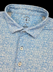 Johnnie-O Top Shelf Men's XL Blue Floral Golf Polo Shirt w/ Logo - Picture 1 of 5