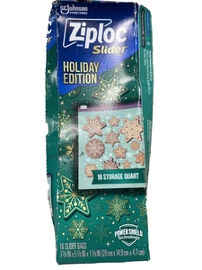 Ziploc Edición Limitada DISEÑOS DE VACACIONES 16 Cuartos Almacenamiento Bolsas Deslizantes Navidad - Imagen 1 de 3