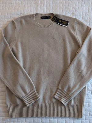 Polo Ralph Lauren Lana Cachemira 90/10 Cuello Redondo Tostado Hombres Suéter Para Hombre Grande Nuevo con Etiquetas Foto 1 de 4