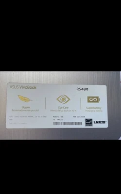 Portátil ASUS VivoBook R540M – ligero, silencioso y recién formateado - Imagen 1 de 4