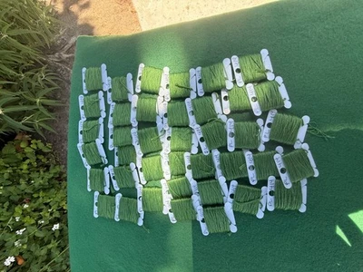 Peri-Lusta Embroidery Floss 6 Strand Lot Of 38 Green # 414 On Floss Bobbins - Image 1 of 4