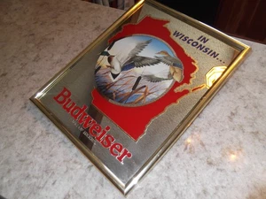 Vintage Budweiser Wisconsin Mallard Duck Bar Spiegel Breweriana Sammlerstück - Bild 1 von 5