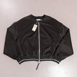 NUEVO CON ETIQUETAS Ramy Brook Pamela Chaqueta Bomber Ligera Cremallera Completa Negra Talla Grande - Imagen 1 de 8