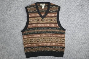 Vintage LL Bean Mens 100% Wool Sweater Size M Vest Fair Isle Made in Scotland - Picture 1 of 6