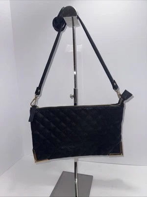 Bandolera Forever 21 Mediana Acolchada Negra Herrajes Dorados Bolso/Clutch Boho Y2K Gótico Foto 1 de 4