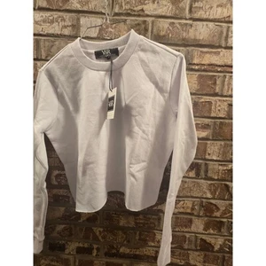 Young & Reckless XS weißes Langarm Cropped Sweatshirt mit Rundhalsausschnitt Oberteil - Bild 1 von 2