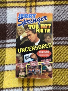 1998 Jerry Springer Too Hot For TV VHS Uncensored Cult TV Talk Show Reality TV - Picture 1 of 4