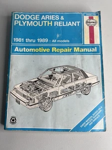 Haynes Repair Manual #30008 (723) Dodge Aries & Plymouth Reliant 1981 thru 1989 - Imagen 1 de 5