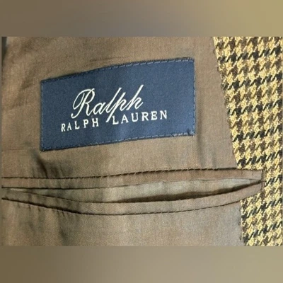 Blazer de lana de cachemir para hombre Ralph Lauren chaqueta marrón pata de gallo abrigo deportivo 46R Foto 1 de 4