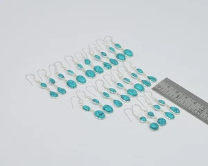 Wholesale 11Pr 925 Solid Sterling Silver Blue Turquoise Hook Earring Lot - Picture 1 of 1