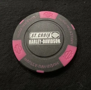 New Richmond, Wisconsin St. Croix Harley Davidson Poker Chip / Black & Pink - Picture 1 of 3