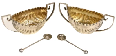 PAIR W.H WEST.ON ENGLISH STERLING SALTS with SPOONS Foto 1 de 4