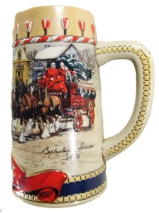 Anheuser Budweiser Clydesdales Horses Series B Holiday 3D Raised Beer Stein - Picture 1 of 6