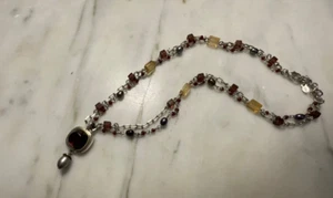 Vintage Anne Klein II Burgunderrot Perlen Anhänger Halskette 10 Zoll - Bild 1 von 6