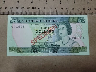🏝 Solomon Islands 2 dollars 1977 P-5s P-5 UNC Specimen banknote 112322-15 - Image 1 of 2