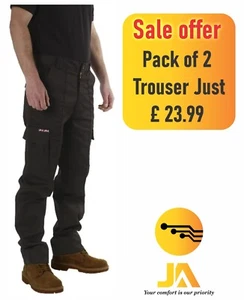 Pantaloni da lavoro cargo da uomo premium: taglie 30-42 nero o navy padella chino - Foto 1 di 6