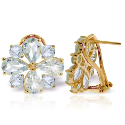 4.85 Carat 14K Solid Gold French Clips Earrings Natural Aquamarine - Image 1 of 3