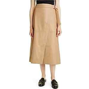 Ted Baker Tan Brown Vegan Faux Leather Wrap Midi Skirt Women's 14 NWT