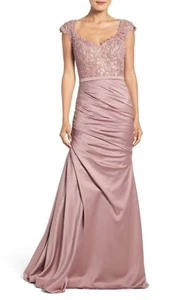 NWT La Femme Mauve 21669 Embellished Lace Satin Trumpet Formal Dress size 6 $598 - Picture 1 of 8