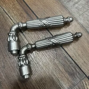 Vintage Art Deco Solid Brass Door Handles Knobs Levers Antique Nickel Finish - Picture 1 of 5