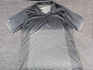 Antigua Golf Polo Black Stripe Three Button Collar Short Sleeve Shirt Size Large - Picture 1 of 6