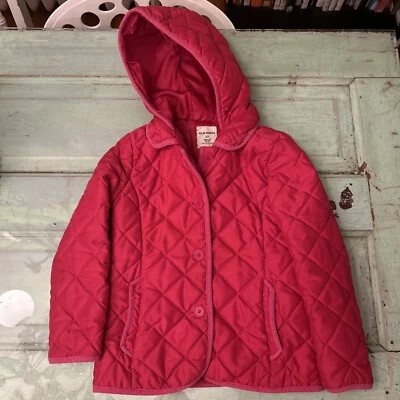 Old Navy Girls Quilted Coat Pink Hooded Small 6-7 - Image 1 of 4