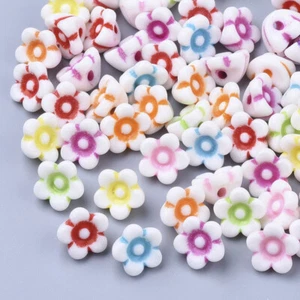 40 Flower Beads Spacer Beads Assorted Lot Acrylic Floral Jewelry Making Supplies - Picture 1 of 1