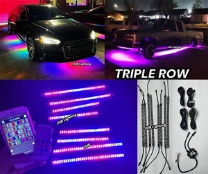 JHB TRIPLE ROW RGB Dream CHASING FLOW LED Car Underglow Lighting Strips 8PCS KIT - Picture 1 of 20