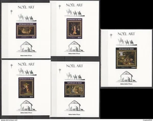 LX389 IMPERF 2016 NIGER PINTURAS ARTÍSTICAS NAVIDAD UV CARTÓN 5BL MNH - Imagen 1 de 1