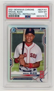 Bowman 2021 cromado Miguel Bleis primer refractor prospecto /499 PSA 10 gemas como nuevo - Imagen 1 de 2