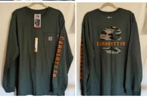 Carhartt Force Flame Resistant Cat2 Lightweight Long Sleeve T Cotton Pocket Logo - Picture 1 of 16
