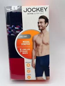 NEW 3 PACK MEN'S JOCKEY LONG LEG BOXER BRIEFS ACTIVE ULTRA SOFT MODAL STRETCH LG - Picture 1 of 5