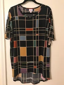 Lularoe Irma XS Shirt Top RARE 1980s Colorblock Geometric Navy Beige Pastell Neu mit Etikett - Bild 1 von 6