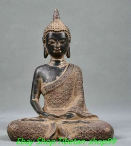8,6 Zoll alte tibetische tibetische Bronze Shakyamuni Sakyamuni Amitabha Buddha Skulptur - Bild 1 von 9