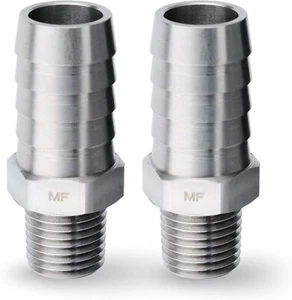 Edelstahl 1/4 Zoll Außengewinde NPT auf 5/8 Zoll Schlauch ID Widerhaken Stachelverschraubung Adapter Kon... - Bild 1 von 1