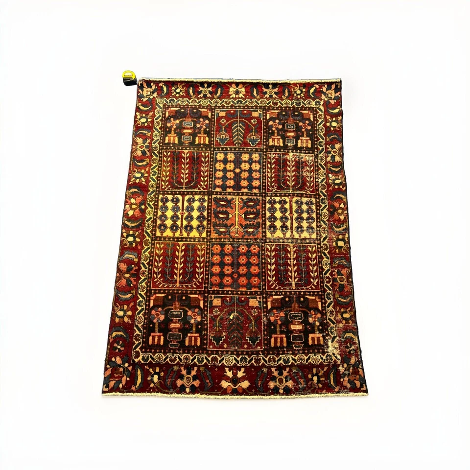 Tapete de área de lã vintage “Bachitar” com nós à mão 6”1x 4'3" pés novo estado - Imagem 1 de 4