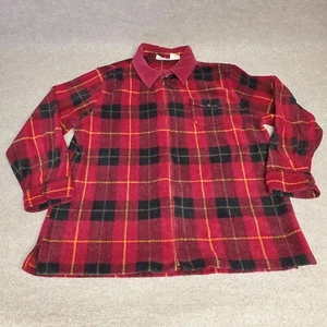 Basic Editions Plaid Overshirt Jacket Coat Zip Up W/Pocket Sz XL Corduroy Collar - Picture 1 of 10