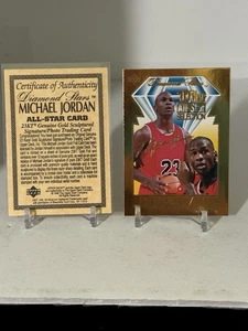 Michael Jordan 1996 Upper Deck Diamond Stars 23kt. Gold Card  WITH  Certificate - Picture 1 of 13