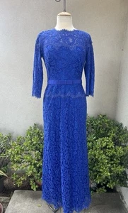 tadashi shoji dress Elegant Lace Maxi  Royal Blue Sz 12 - Picture 1 of 9