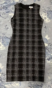 calvin klein womens black plaid soft jacquard sleeveless fitted mini dress 2 - Picture 1 of 20