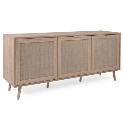 Sideboard BALI - Sonoma Eiche - Rafia geflecht - 150 cm breit Sideboard Kommode - Bild 1 von 4